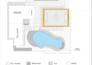 do building exterior, 3d, realistic render, pool render, pickleball court